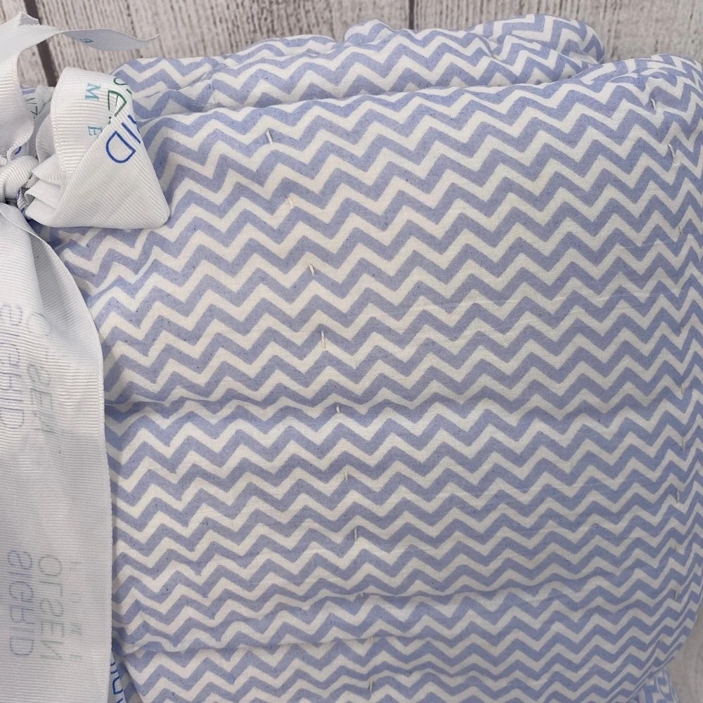Sigrid Olsen Home Reversible Quilt Full/Queen Blue Chevron Block Print Cotton